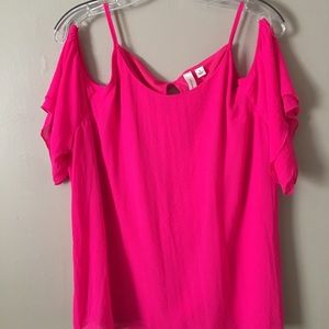 Bright Pink cold shoulder blouse